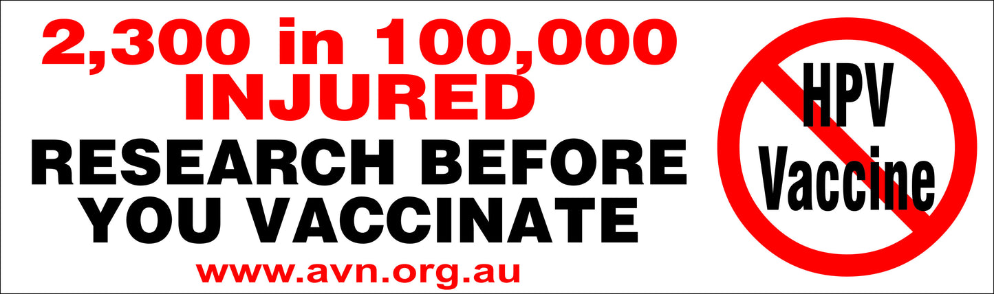 HPV Vaccine Bumper Sticker 30cm X 9cm